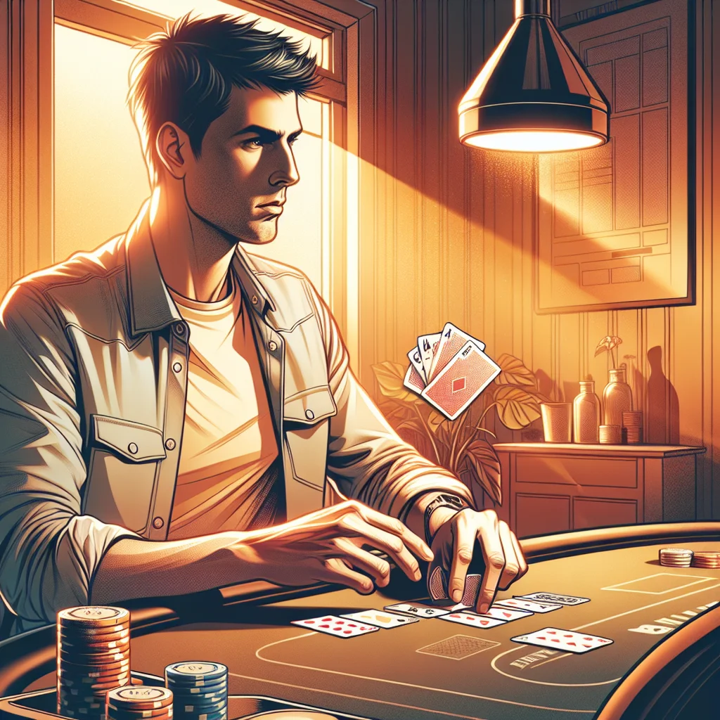 Ilustração de um jogador de poker com cartas